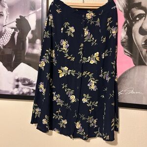 Sag Harbor Navy Floral A-Line Skirt